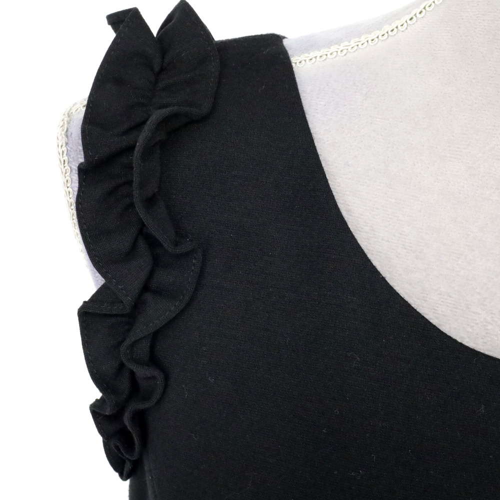 Talbots RSVP Dress Petites 12P Black Stretch Knit Sheath Zip Ruffles Sleeveless - Picture 9 of 15